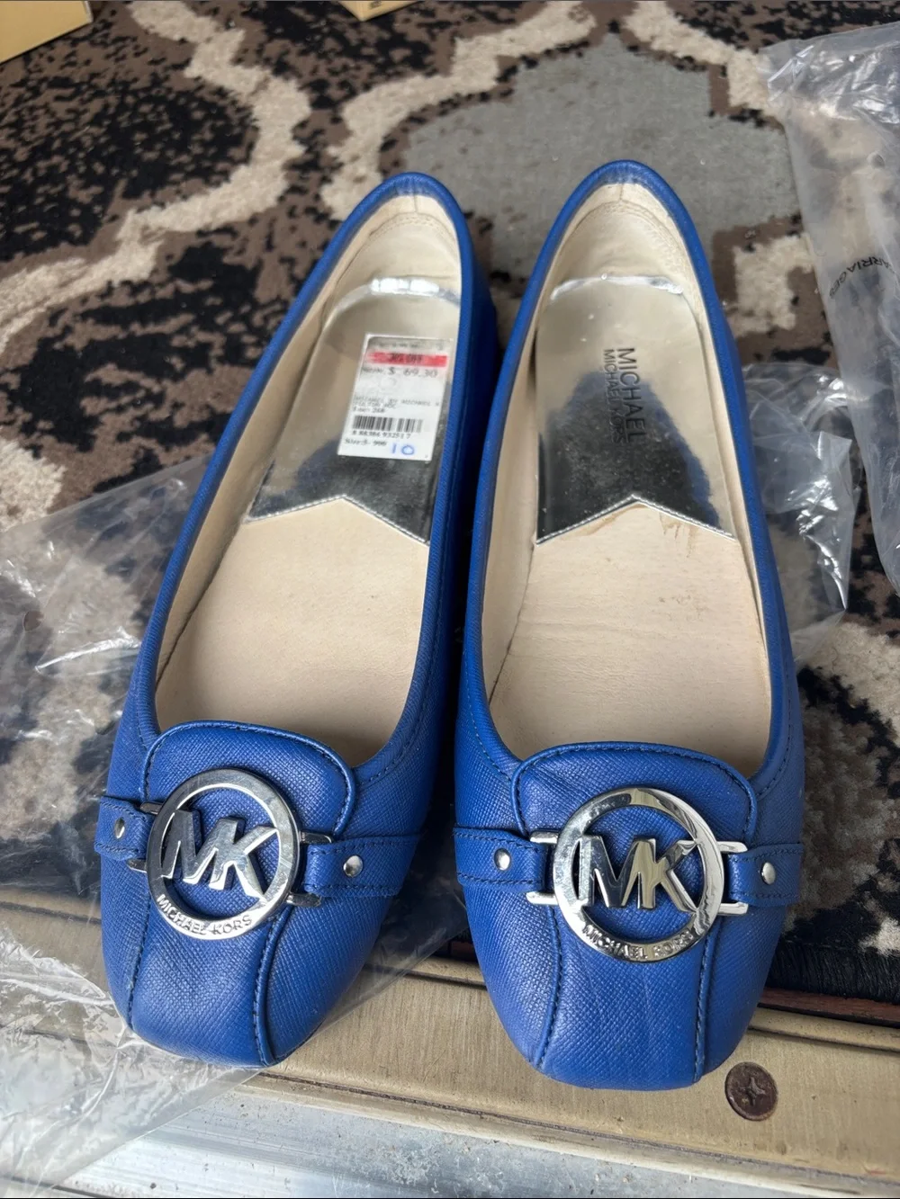 Michael Kors Royal Blue MK Logo Round-Toe Flats